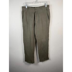 ETRO Milano Linen Flat Front Dress Pants Trousers‎ Made in Italy Green 32x3